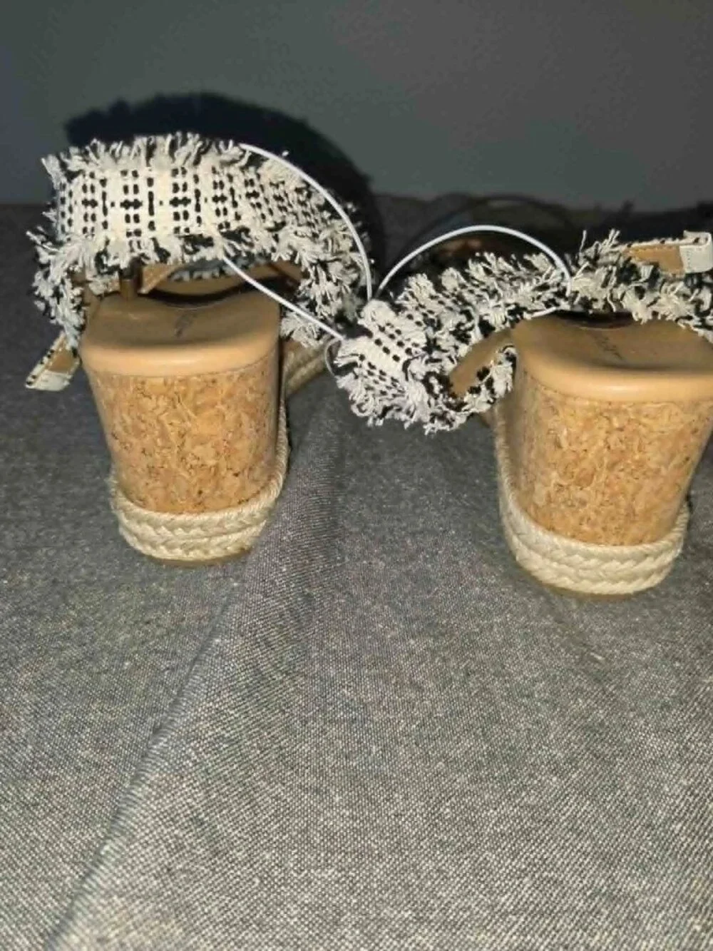 Report Black & White Tweed Espadrille Wedge Sandals